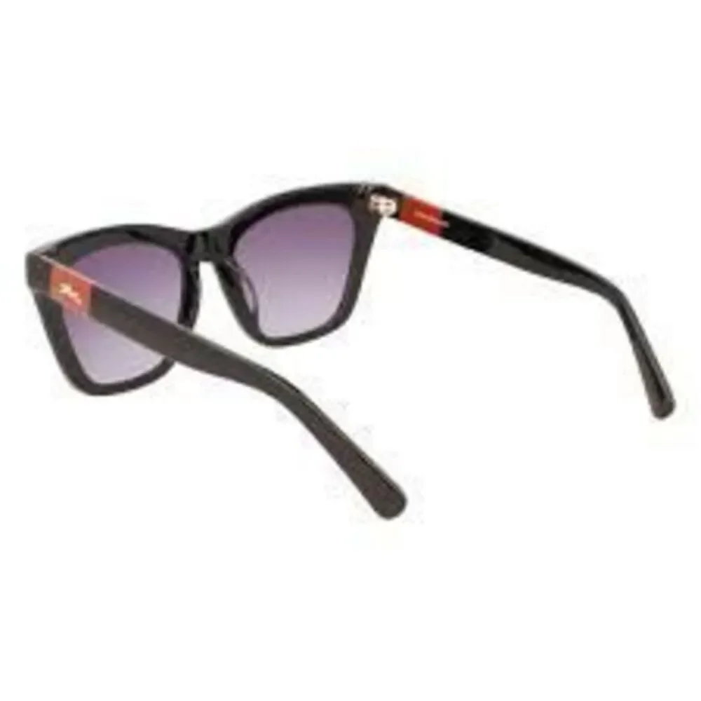 Longchamp Women's LO715S Cateye Frame Sunglasses Black Acetate Square Logo NWT